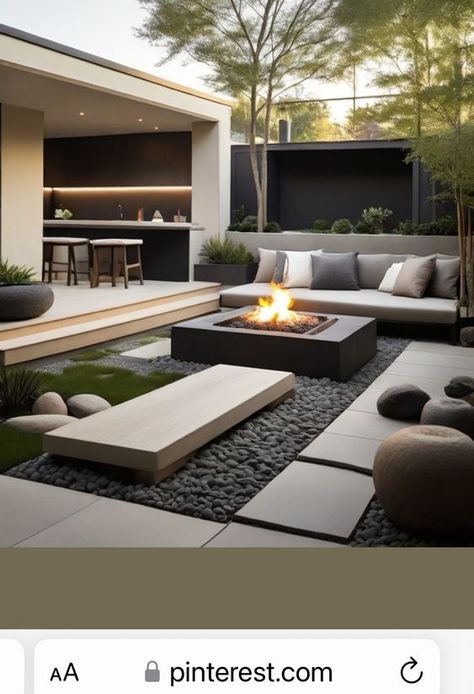 Cozy Backyard Ideas On A Budget, Modern Outdoor Seating, Modern Fire Pit, Rooftop Terrace Design, Modern Backyard Landscaping, Balkon Design, Outdoor Seating Area, Backyard Seating, Outdoor Living Design