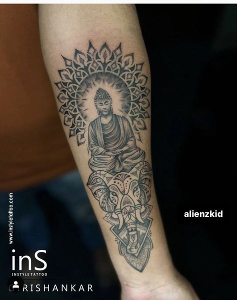 Buddha Tattoo For Men, Buddha Tatoo, Small Tattoo Placement Ideas, Buddhist Symbol Tattoos, Small Tattoo Design, Small Tattoos Ideas, Buddha Elephant, Deep Wallpaper, Husband Tattoo