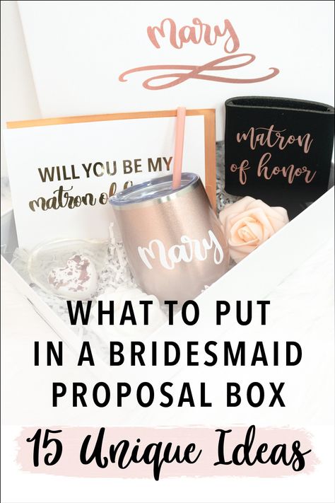 What To Put In A Bridesmaid Proposal Box - 15 Ideas for Box Fillers - Simple & Sentimental Bridesmaid Boxes Diy, Ask Bridesmaids To Be In Wedding, Bridesmaid Question, Ways To Ask Bridesmaids, How To Ask Your Bridesmaids, Funny Bridesmaid Proposal, Bridesmaid Proposal Diy, Will You Be My Bridesmaid Gifts, Bridesmaid Funny