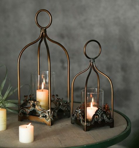 Dining Table Candles, Dark Academia Room Decor, Hanging Bird Cage, Wrought Iron Candle Holders, Iron Candle Holders, Baroque Ornament, Coloured Candles, Iron Candle Holder, Bridal Decorations