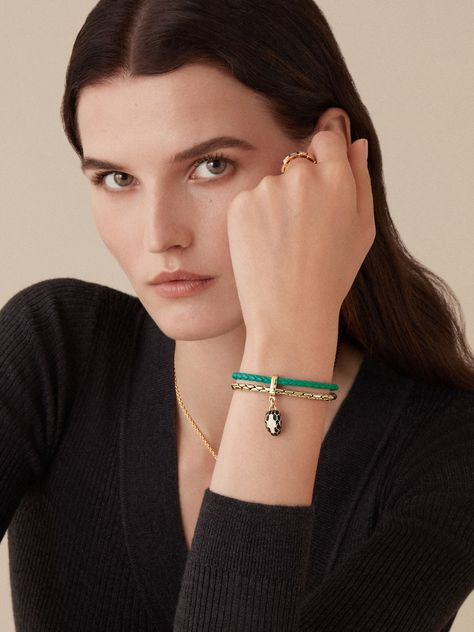 Serpenti Forever Bracelet 290633 | BVLGARI Serpenti Forever Bracelet, Bvlgari Fragrance, Bvlgari Bracelet, Forever Bracelet, Bvlgari Serpenti, Fragrance Samples, Group Gifts, Green Metal, Leather Bracelets