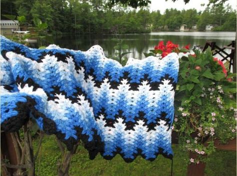 How to crochet the lacy chevron pattern (video tutorial & chart) Waterfall Ripple Crochet Pattern, Lacy Chevron Afghan Free Pattern, Crochet Blanket Chevron Pattern Free, Zig Zag Afghan Crochet Pattern, Crochet Chevron Blanket Pattern Free, Crochet Patterns Free Blanket Afghans, Quick Crochet Afghan, Ripple Crochet Pattern, Breaking Amish