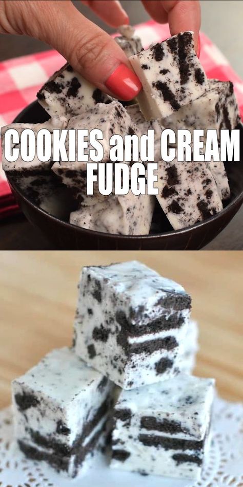 Cream Fudge Recipe, Decadent Cookies, Baking Recipes Desserts, Cookies And Cream Fudge, Oreo Desserts, Cream Fudge, Fudge Flavors, Oreo Fudge, Vanilla Fudge