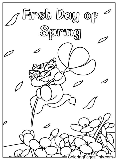 Cute First Day of Spring Coloring Page Spring Images, Spring Coloring Pages, Spring Pictures, Kids Focus, First Day Of Spring, Spring Theme, Kids Discover, Free Printable Coloring, Free Printable Coloring Pages