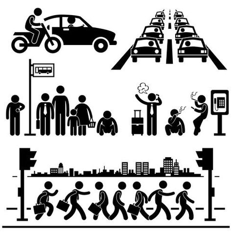 People Silhouette, Pictogram Design, Sharpie Drawings, Stick Man, Man Icon, Rush Hour, Stick Figure, Urban City, Bus Stop