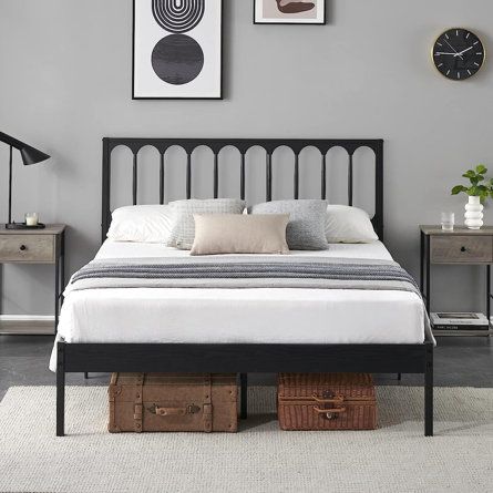 Bed Frame Metal, Iron Headboard, Folding Structure, Metal Platform Bed Frame, Iron Bed Frame, Modern Platform Bed, Full Size Bed Frame, Metal Headboard, Black Headboard