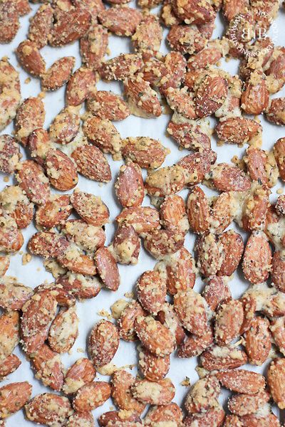 Busy in Brooklyn » Blog Archive » Parmesan Roasted Almonds Recipes Using Whole Almonds, Almond Recipes Savory, Ranch Almonds, Roasted Pistachios Recipe, Flavored Almonds Recipe, Roasted Almonds Recipe, Roasted Walnuts, Nut Snacks, Spice Mix Recipes