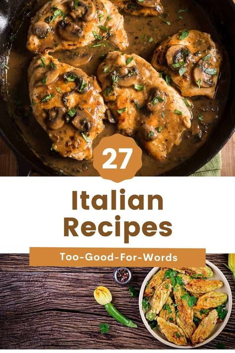 Have you been craving Italian cuisine lately? If you are craving Italian food, better check out 27 of our favorite too-good-for words Italian recipes you can make for your guests! Great Italian Chefs Recipes, Italian Dinners Authentic, Real Italian Recipes, Italian Main Course, Crostini Toppings, Authentic Italian Food, Italian Cuisine Recipe, Roasted Red Pepper Pasta, Antipasto Salad