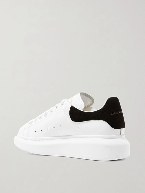 Find ALEXANDER MCQUEEN Suede-trimmed Leather Exaggerated-sole Sneakers on Editorialist. Alexander Mc Queen's signature sneakers have been a success since they were first released in 2016 - we've seen so many iterations, and they always sell out fast. Trimmed with a contrasting black suede heel tab, this white pair is made from smooth leather and set on the instantly recognizable chunky rubber sole. We like how unexpectedly chic they look with a slim-fitting suit. Chunky White Sneakers, White Chunky Sneakers, Bata Shoes, Alexander Mcqueen Sneakers, Mcqueen Sneakers, Mc Queen, Chic Sneakers, Alexander Mcqueen Shoes, Denim Sneakers