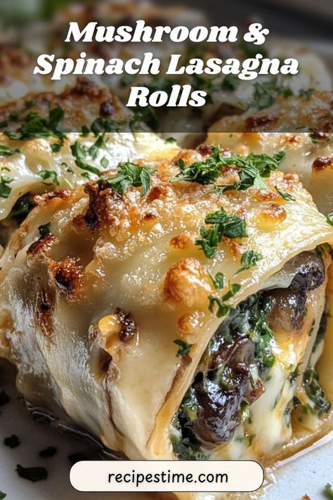 Delight in mushroom & spinach lasagna rolls, a vegetarian twist on classic lasagna with earthy mushrooms and fresh spinach. #LasagnaRolls #VegetarianDinner Mushroom Spinach Lasagna, Mushroom Lasagna Recipe, Spinach Mushroom Lasagna, Spinach Filling, Spinach Lasagna Rolls, Mushroom Lasagna, Mushroom Spinach, Spinach Mushroom, Lasagna Rollups