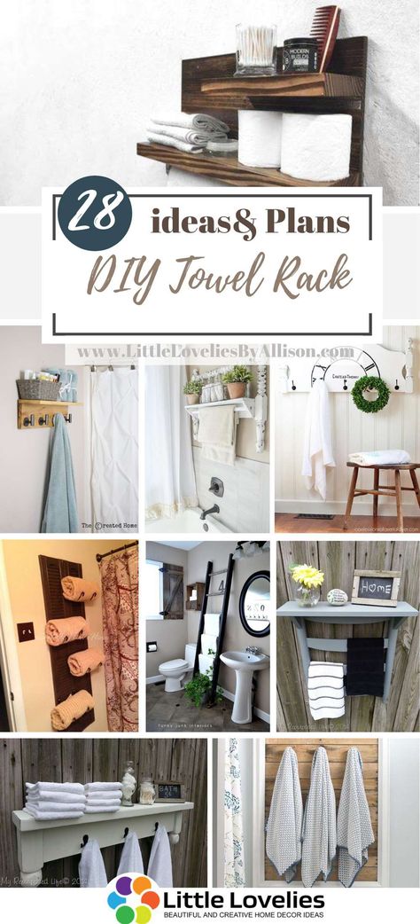 Homemade Towel Rack, Diy Towel Holder Bathroom, Creative Towel Rack Ideas, Towel Rack Bathroom Hanging Ideas, Towel Rack Bathroom Diy, Wooden Towel Rack Bathroom, Towel Bars In Bathroom, Towel Rack Ideas, Farmhouse Towel Bars