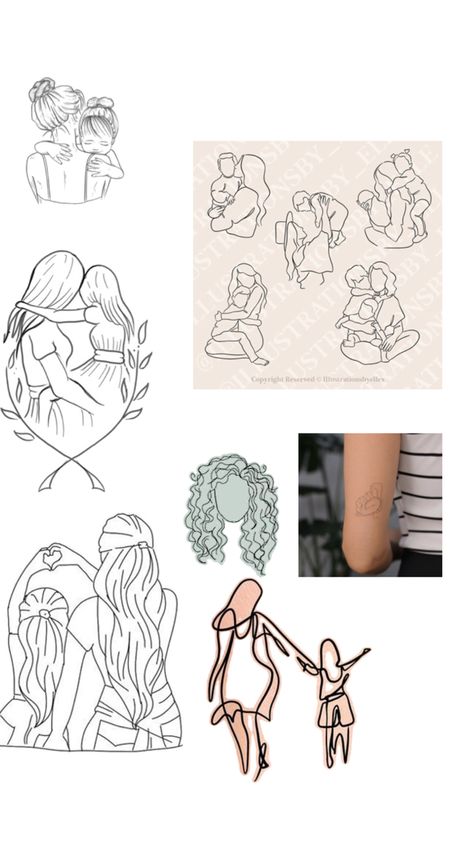 My baby Mum And Baby Tattoo, Line Art Tattoos, Baby Steps, Meaningful Tattoos, My Baby, Mother Daughter, Art Tattoo, Line Art, Tattoos