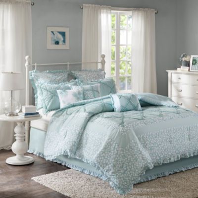 Madison Park Heidi 9-pc. Floral Comforter Set Aqua Bedding, Cotton Comforter Set, Home Essence, King Duvet Cover Sets, Bedding Sets Online, Comforter Bedding Sets, Cotton Bedding Sets, King Comforter Sets, Cotton Comforters