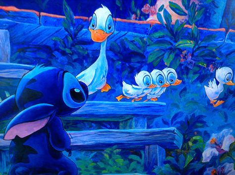 The little duckling Dragon Pokemon, Lilo And Stitch 2002, Horror Toys, Disney Canvas, Disney Fine Art, Film Anime, Lilo Y Stitch, Stitch Drawing, Lilo Et Stitch