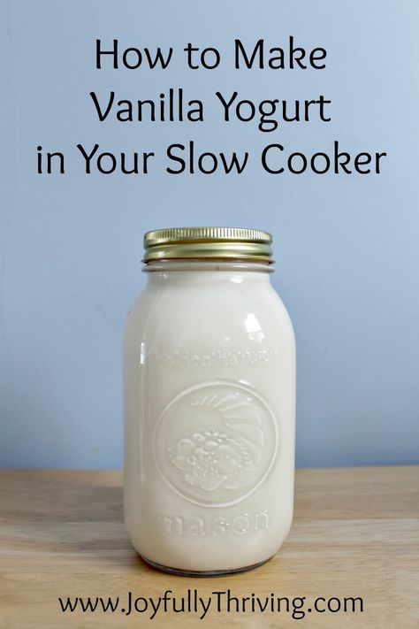 Here's a simple and frugal way to make delicious vanilla yogurt in your slow cooker. I am saving so much money by making my own yogurt and it is really easy! Homemade Vanilla Yogurt, Mango Desserts, Homemade Yogurt Recipes, Banana Smoothie Bowl, Homemade Yogurt, Yogurt Recipes, Crock Pot Slow Cooker, Vanilla Yogurt, Homemade Vanilla