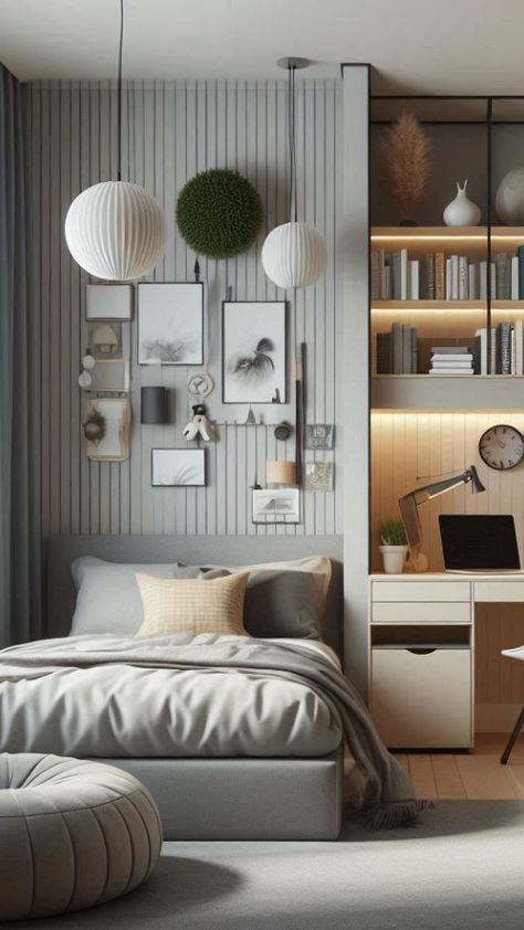 Bedroom Interior Design- Bedroom Ideas- Unique Bedroom Design- Luxe Bedroom Modern Teenage Room, Small Room Design Bedroom Minimalist, Teen Room Decor Small Rooms, Teen Boy Bedroom Designs, Bedroom Design For Boys, Teen Boy Room Ideas, Teens Bedroom Ideas, Teen Bedroom Ideas For Small Rooms, Modern Teen Bedroom