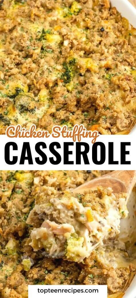 Chicken Stuffing Casserole - Top Recipes Chicken And Dressing Casserole, Chicken Stuffing Casserole, Chicken Stuffing, Bread Dressing, Leftover Rotisserie, Casserole Chicken, Stuffing Casserole, Leftover Rotisserie Chicken, Chicken Casseroles