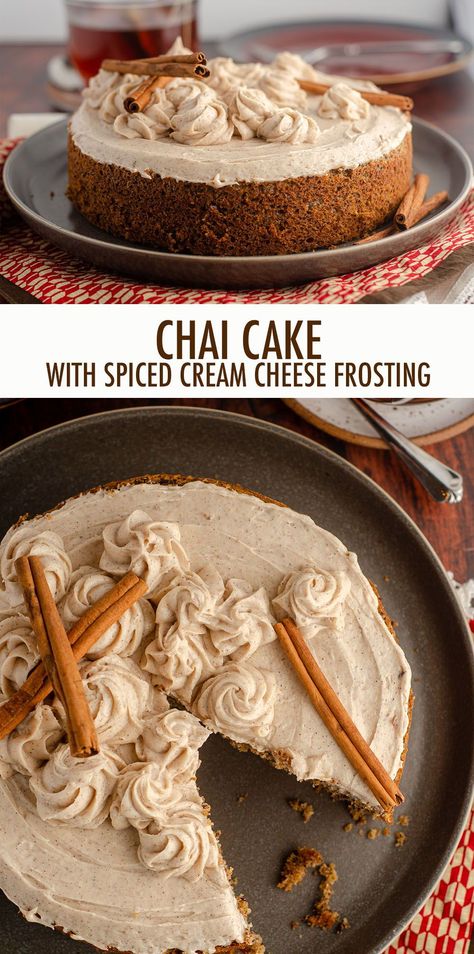 Chai Frosting Recipe, Recipes With Cinnamon, Chai Cake Recipe, Sunday Treats, Chai Recipes, Chai Cake, Autumn Baking, Spice Cake Recipes, Fall Menu