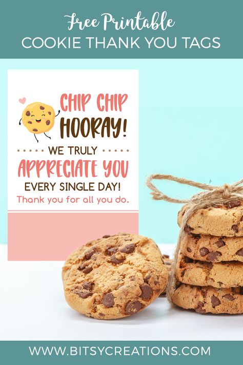 Cookie Gift For Teacher, Cookie Thank You Tags Free Printable, Oreo Thank You Tags, Free Printable Employee Appreciation Tags, Cookie Appreciation Tags, Thank You Luncheon Ideas, Cookie Gift Tags Printable, Staff Appreciation Ideas Free Printable, Muffin Without You Free Printable