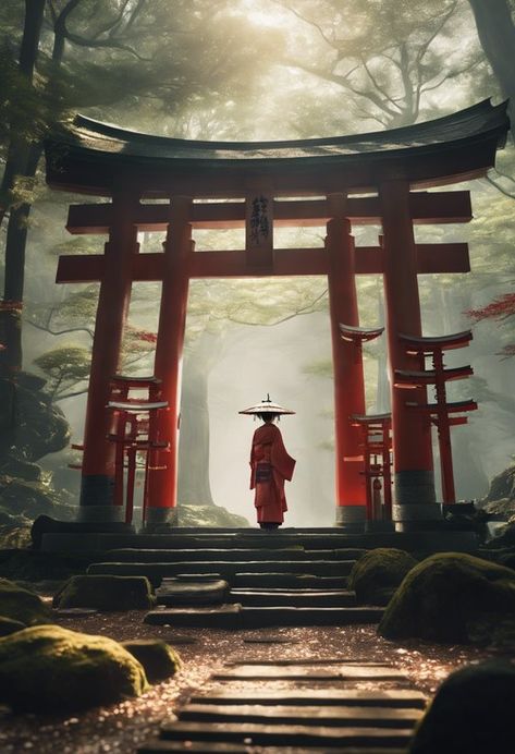 Shinto Shrine Spirit Check more at https://paintlyx.com/shinto-shrine-spirit/ Shintoism Aesthetic, Shinto Shrine Tattoo, Shinto Aesthetic, Fantasy Shrine, Shinto Temple, Anime Shrine, Flower Maiden, 90 Art, Roleplay Ideas