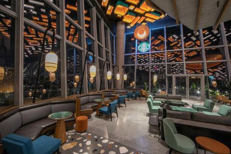 Thailand New Year, Reclaimed Wood Chair, Exposed Wood Ceilings, Outdoor Columns, Starbucks Locations, Starbucks Store, Starbucks Design, Green Construction, Reflection Painting