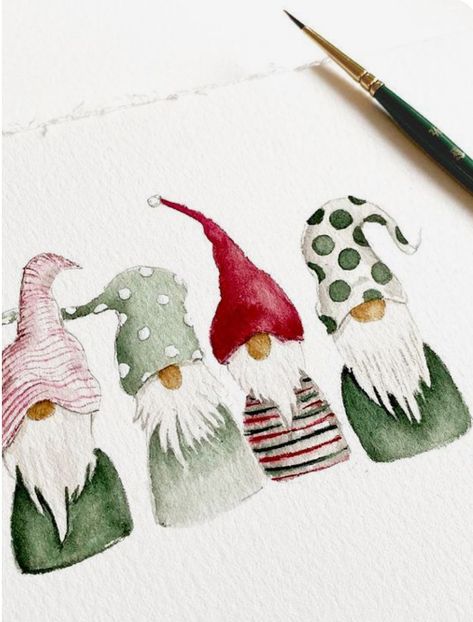 Watercolor Christmas Cards Diy, Painted Christmas Cards, Diy Christmas Decor, Journaling Inspiration, Illustration Noel, Christmas Card Art, Diy Watercolor Painting, Watercolor Christmas Cards, Watercolor Art Lessons