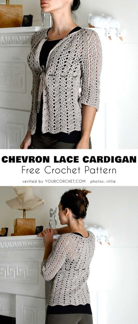 Chevron Lace Cardigan Free Crochet Pattern An attractive and stylish cardigan that's easy to make. Lace Cardigan Crochet Pattern Free, One Piece Crochet Cardigan Free Pattern, Lace Sweater Pattern, Lace Cardigan Pattern, Lace Top Patterns, Art Geek, Crochet Cardigan Free, Black Crochet Dress, Crochet Cardigan Pattern Free