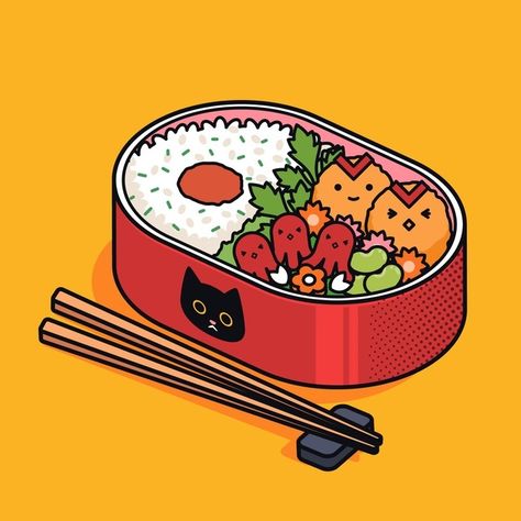 Kawaii bento asian japanese lunchbox | Free Vector #Freepik #freevector #food #box #japan #event Foods Drawing, Bento Japanese, Gothic Kawaii, Cute Bento Boxes, Kawaii Bento, Japanese Bento Box, 귀여운 음식 그림, Cute Bento, Really Cool Drawings