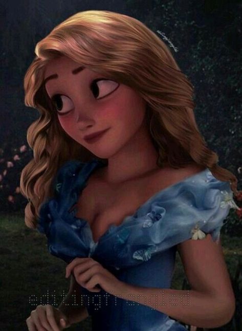 Rapunzel, A Girl, Frozen, Disney, Flowers, Hair, Blue