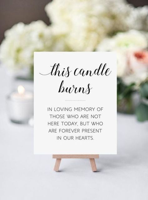 Wedding Memorial Sign, How To Dress For A Wedding, Memory Table, Memorial Candle, Memorial Signs, Future Wedding Plans, Outdoor Weddings, Wedding Memorial, Wedding Guide