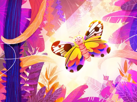 Butterfly Garden Illustration, Butterfly Illustration Design, Butterfly Character Design, Maya Character, Butterfly Character, Hospital Hallway, Butterfly Garden Design, Book Illustration Design, Wings Book