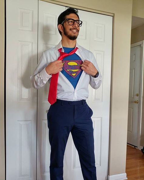 Mens Superman Costume, Costumes For The Office, Halloween Costumes For The Office, One Night Stand Costume, Clark Kent Costume, Halloween Costumes For Guys, Costumes For Guys, Superman Halloween Costume, Work Appropriate Halloween Costumes