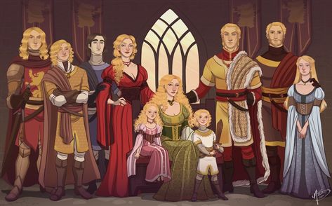 House Lannister Blonde Family, Joanna Lannister, The Lannisters, Got Lannister, Lannister Art, Casterly Rock, Targaryen Art, Asoiaf Art, Family Drawing