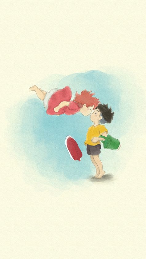 Sosuke Ponyo Wallpaper, Ponyo Cute Wallpaper, Ponyo Easy Drawing, Ponyo Anime Drawing, Ponyo Nursery, Ponyo Studio Ghibli Drawing, Ponyo Watercolor, Ponyo Lockscreen, Ponyo Drawings