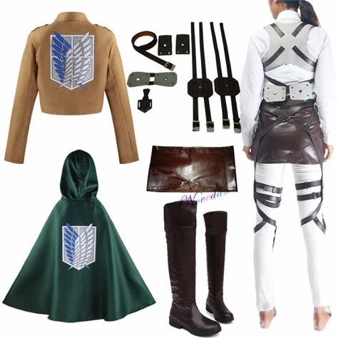 Attack on Titan Shingeki No Kyojin Cosplay Costume Recon Corp Leather Boots Shoes Harness Belt Apron Skirt Scouting Legion Cape _ - AliExpress Mobile Jubah Attack On Titan, Aot Cosplay Costume, Twin Outfit Ideas, Mikasa Costume, Attack On Titan Uniform, Attack On Titan Outfit, Anime Cosplay Outfits, Shingeki No Kyojin Cosplay, Attack On Titan Costume