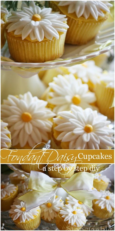 Fondant Daisies, Lemon Cream Cheese Icing, Deco Cupcake, Cupcakes Flores, Daisy Cupcakes, Making Fondant, Flower Cupcakes, Childrens Birthday Cakes, Monkey Bread