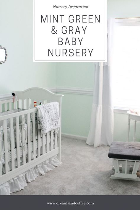 Nursery Ideas Grey Furniture, Gray And Green Nursery, Mint Green Nursery Girl, Green And Grey Nursery, Nursery Mint Green, Mint Blue Nursery, Mint Green And Grey Nursery, Mint And Grey Nursery, Mint Nursery Neutral