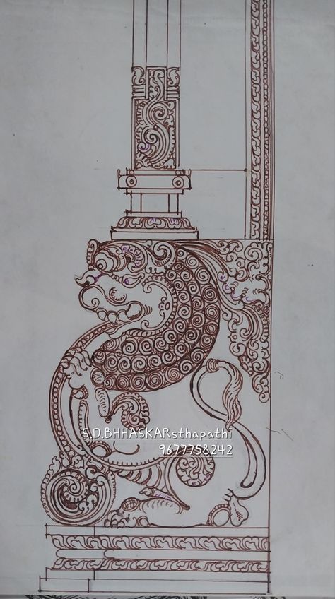 Yazhi Drawing, Indian Sculpture Ancient Drawing, Yazhi Design Drawing, Temple Drawing Indian Simple, Chettinad Architecture, Shilpa Shastra, Drawings With Meaning, Temple Drawing, Historical Sculptures