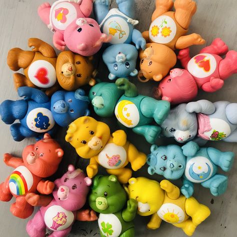 "These are Vintage 1980's Care Bear Poseable Action Figures! Sold separately. One shipping price covers multiple bears. Free Shipping Over 35.00! All Care Bears have been cleaned but have some spots, stains, and peeling to paint. (See pics.) Please Message if you would like more pics. Height 3-3.5\" Great nostalgia piece! Please feel free to contact me with any questions. I am happy to help :)" Care Bear Figurines, Care Bears Figures, Vintage Toys 90s, 80s Toys Nostalgia, Care Bears Centerpieces, 2000s Kids Toys, Vintage Toys 1980s, Vintage Kids Toys, Vintage Care Bears