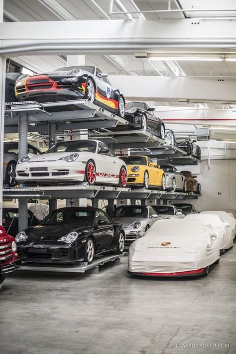 Car Stacker, Porsche Museum, Man Cave Room, Cool Garages, Parking Solutions, Car Barn, Ultimate Garage, Dream Car Garage, Warehouse Design