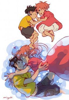 Ponyo Sosuke, قلعة هاول المتحركة, Ghibli Anime, Studio Ghibli Fanart, Personajes Studio Ghibli, Ghibli Artwork, Studio Ghibli Movies, Studio Ghibli Art, Ghibli Movies