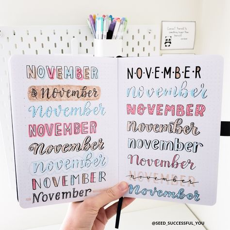 Journal Headings, November Bullet Journal, Bullet Journal Titles, Header Ideas, Bullet Journal Headers, Bullet Journal 2020, Schrift Design, Bullet Journal Font, Bullet Journal Banner