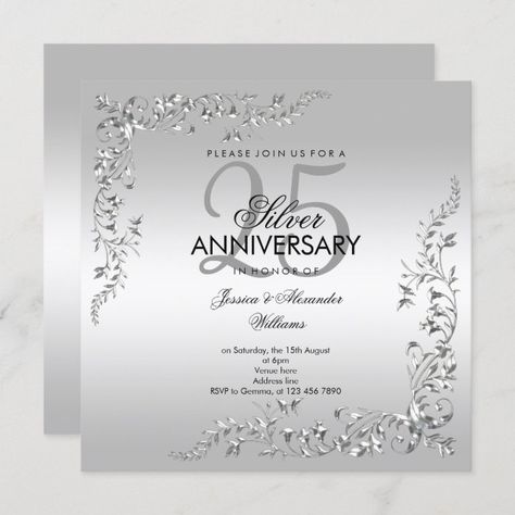 25th Wedding Anniversary Decorations, 25 Years Together, 25th Anniversary Decorations, 25th Wedding Anniversary Invitations, 25th Wedding Anniversary Party, Anniversary Diy, 25th Anniversary Party, Wedding Anniversary Decorations, Silver Wedding Invitations