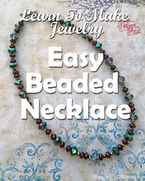 How To Make An Easy Beaded Necklace - Running With Sisters Easy Bead Necklace Diy, Making Bead Necklaces, Diy Beaded Necklace Ideas Inspiration, Making A Beaded Necklace, How To Make A Bead Necklace, Diy Beaded Necklaces Ideas, Beaded Pendant Pattern, Simple Diy Necklaces, Easy Beaded Necklace Patterns