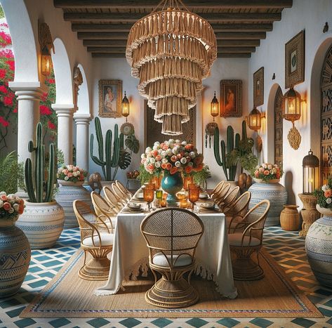 MÉRIDA + PALM SPRINGS: My @giLherrera twist Modern Mexican Hacienda “Outdoor Dining” with a Merida Touch: Inspired by my hometown of Palm Springs/CoacheLLa Valley & one of my favorite Mexican Capitals . At CoLores Decor Our team is constantly experimenting with textures & “WOW” styles for a UNIQUE statement design for any room…Introducing TOP 🇲🇽 MeXican Artisan Design & CATAPULTING our culture’s Talent through the vision of our founder, GiL Herrera @giLherrera ♥️ . We work with many Hotels, R... Mexican Dining Table, Modern Mexican Hacienda, Mexican Dining Room, Luxury Dining Room Decor, Mexican Hacienda, Artisan Decor, Chicken Kitchen, Palm Springs Style, Mexican Home Decor