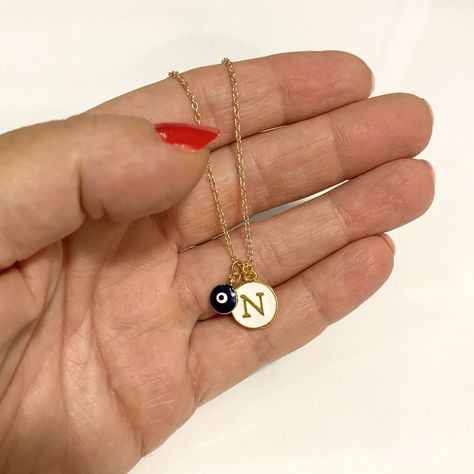 Evil Bracelet, N Necklace, Initial N, N Letter, Gold Evil Eye Necklace, Amulet Bracelet, Dainty Choker Necklace, Star And Moon Necklace, Small Letter