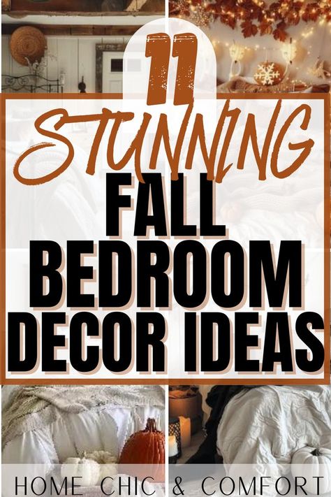 fall decor ideas, fall bedroom decor, fall bedroom ideas, fall bedroom aesthetic, cozy fall bedroom, fall room inspo Fall Living Room Decor Warm Colors, Fall Room Ideas, Autumn Bedroom Decor, Fall Living Room Ideas, Fall Bedroom Ideas, Winter Bedroom Decor, Shabby Chic Fall, Cozy Fall Bedroom, Holiday Bedroom