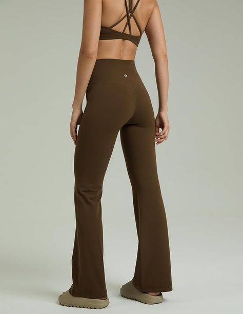 Amazon.com: Colorfulkoala Women's Dreamlux High Waisted Flared Leggings with Zippered Pockets Full Length Wide Leg Yoga Pants 29.5" Inseam(XS, Major Brown) : Clothing, Shoes & Jewelry Brown Yoga Pants, Brown Clothing, Leg Yoga, Wide Leg Yoga Pants, Brown Leggings, Flared Leggings, Workout Attire, High Waisted Flares, Athletic Wear