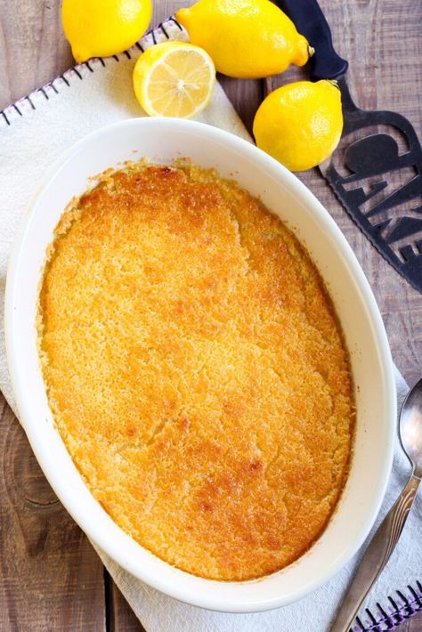 Delia Smith Lemon Surprise Pudding Slow Cooker Pudding Recipes, Lemon Desserts Cake, Lemon Pudding Recipes, Self Saucing Pudding, Crockpot Ideas, Lemon Pudding, Chefs Table, Dessert Cake Recipes, Dessert Dips