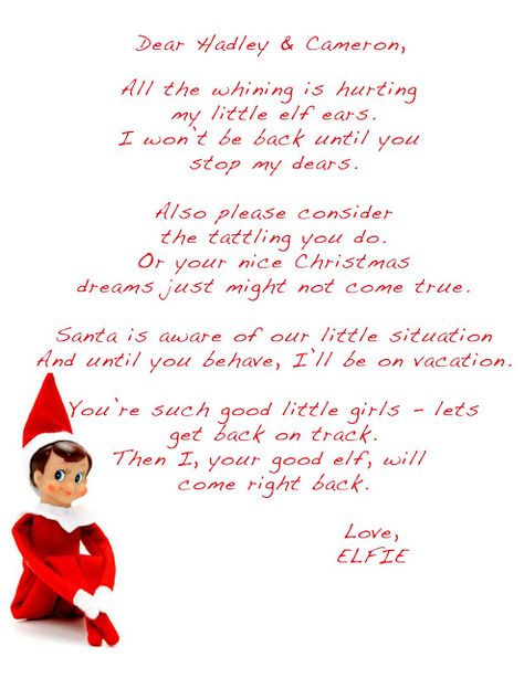 elf on the shelf silly | The girls found this note on the table: Funny Kid Letters, Elf On Shelf Letter, Elf Goodbye Letter, Elf Notes, Elf On The Shelf Arrival, Santa Template, Elf Letters, Santa Letter Template, Awesome Elf On The Shelf Ideas